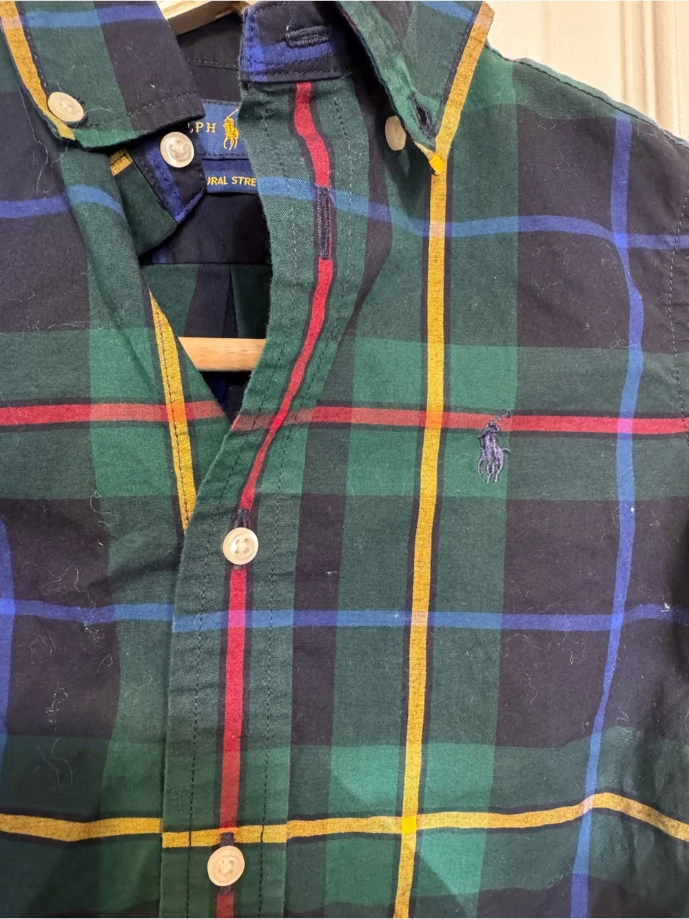 Ralph Lauren Green Plaid Button-Down Shirt size 3T 100%cotton